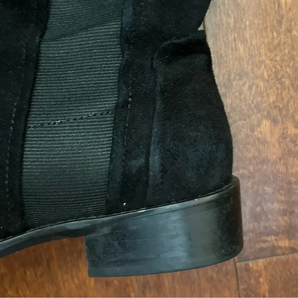 Vero Cuoio Classic Italian Knee-High Boots, Black Suede, Quiet Luxury, Size 8